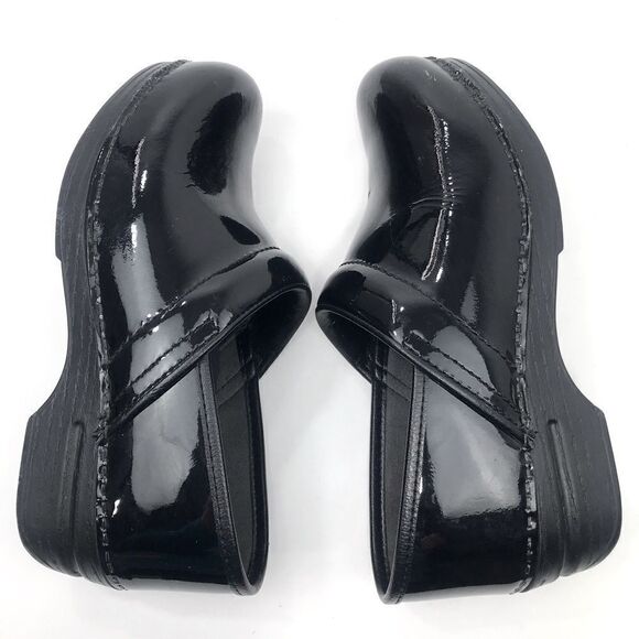 Dansko XP Black Patent Leather Slip On Support Work Professional Clogs - Picture 3 of 13